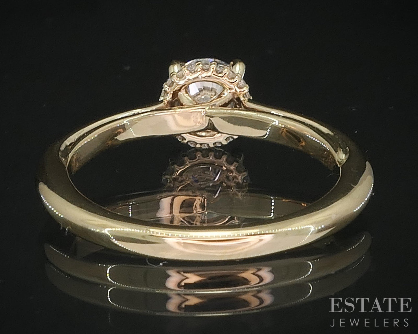 14k Yellow Gold Round Natural .72ct Diamond Halo Engagement Ring 3.2g p83774