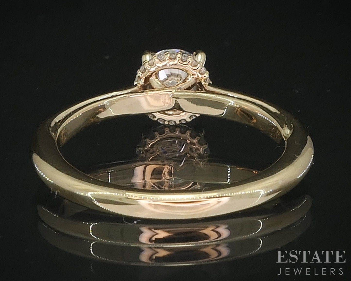 14k Yellow Gold Round Natural .72ct Diamond Halo Engagement Ring 3.2g i19359