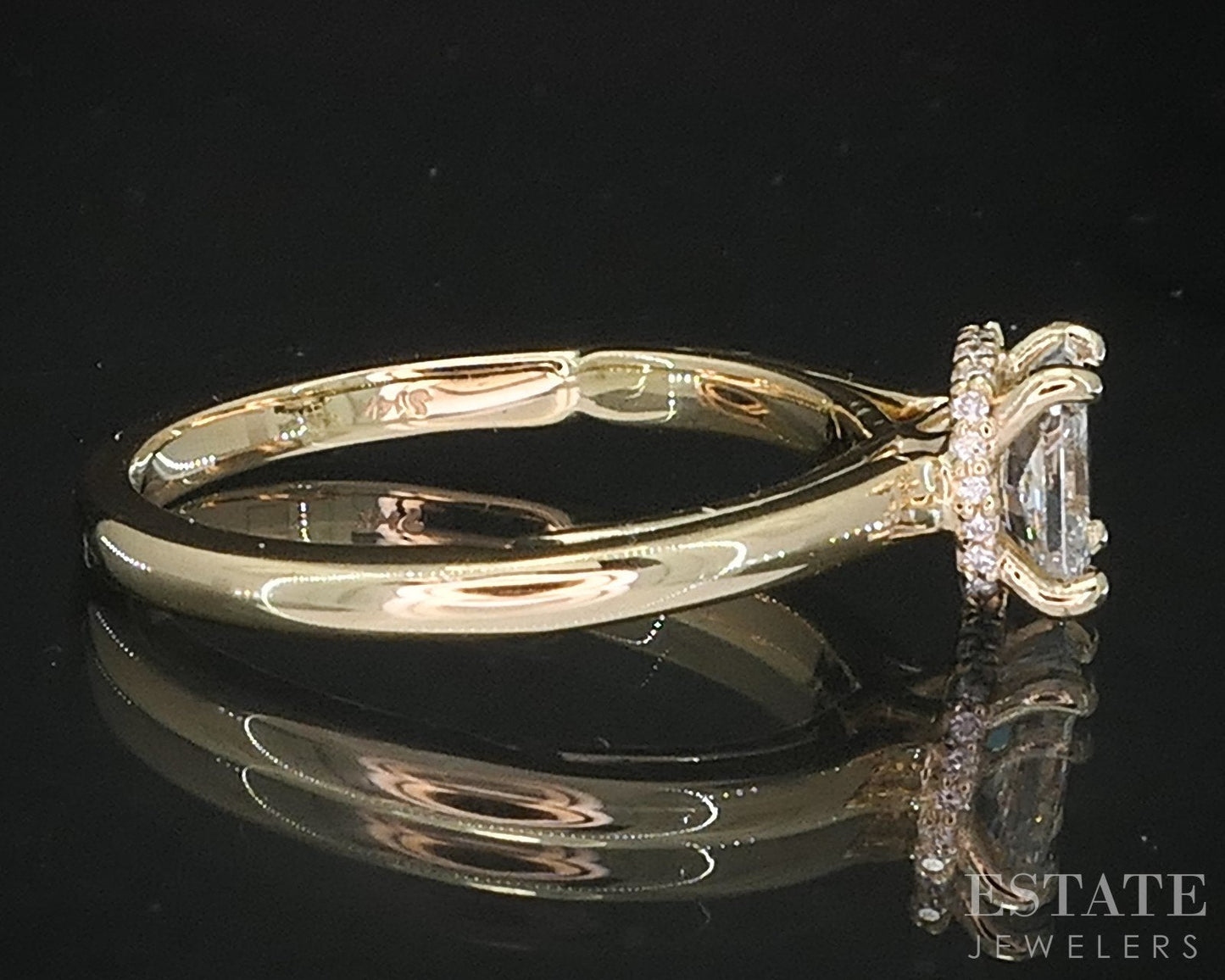 14k Yellow Gold Radiant Natural .80ct Diamond Halo Engagement Ring 3.3g i19361