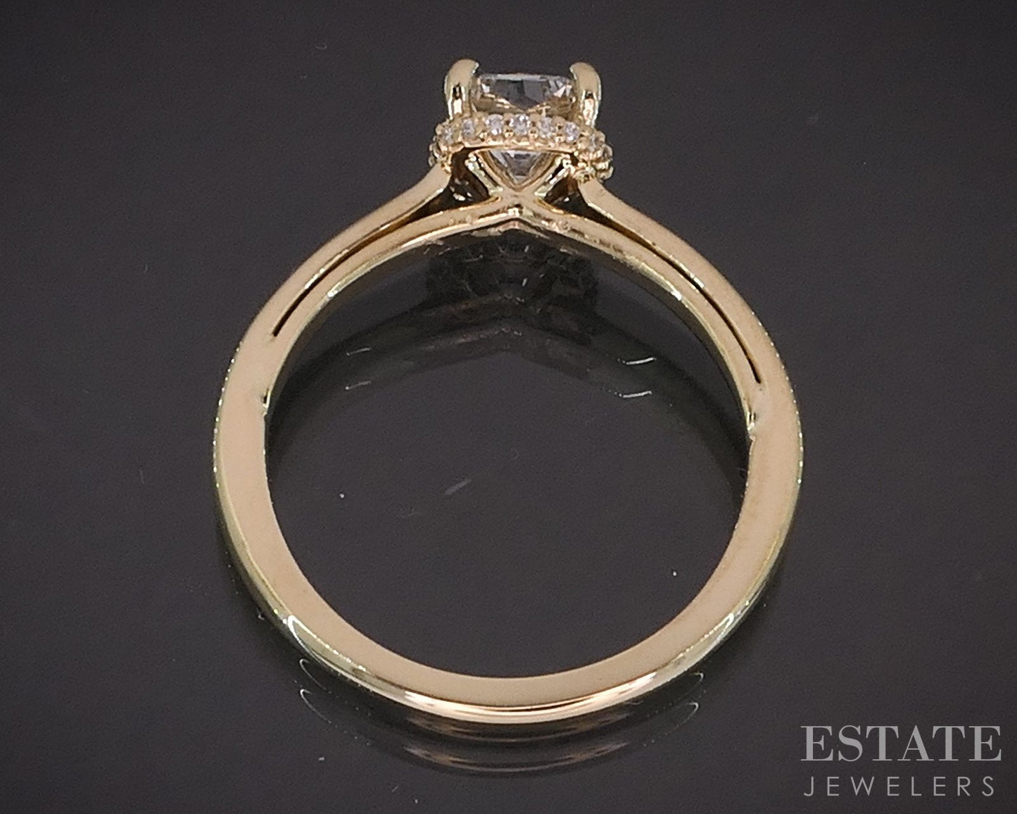14k Yellow Gold Radiant Natural .80ct Diamond Halo Engagement Ring 3.3g i19361