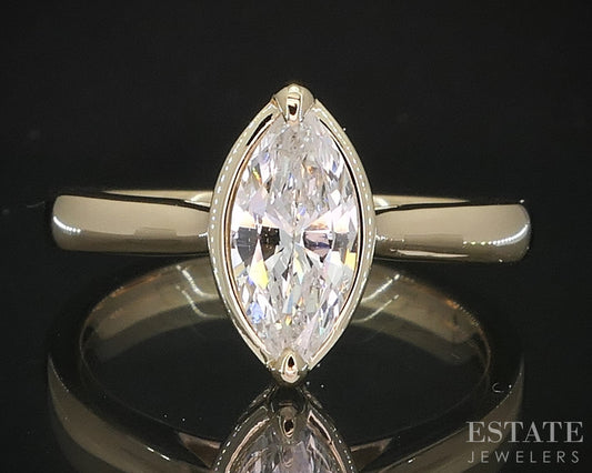 14k Yellow Gold Marquise Natural .82ct Diamond Solitaire Engagement Ring i19360