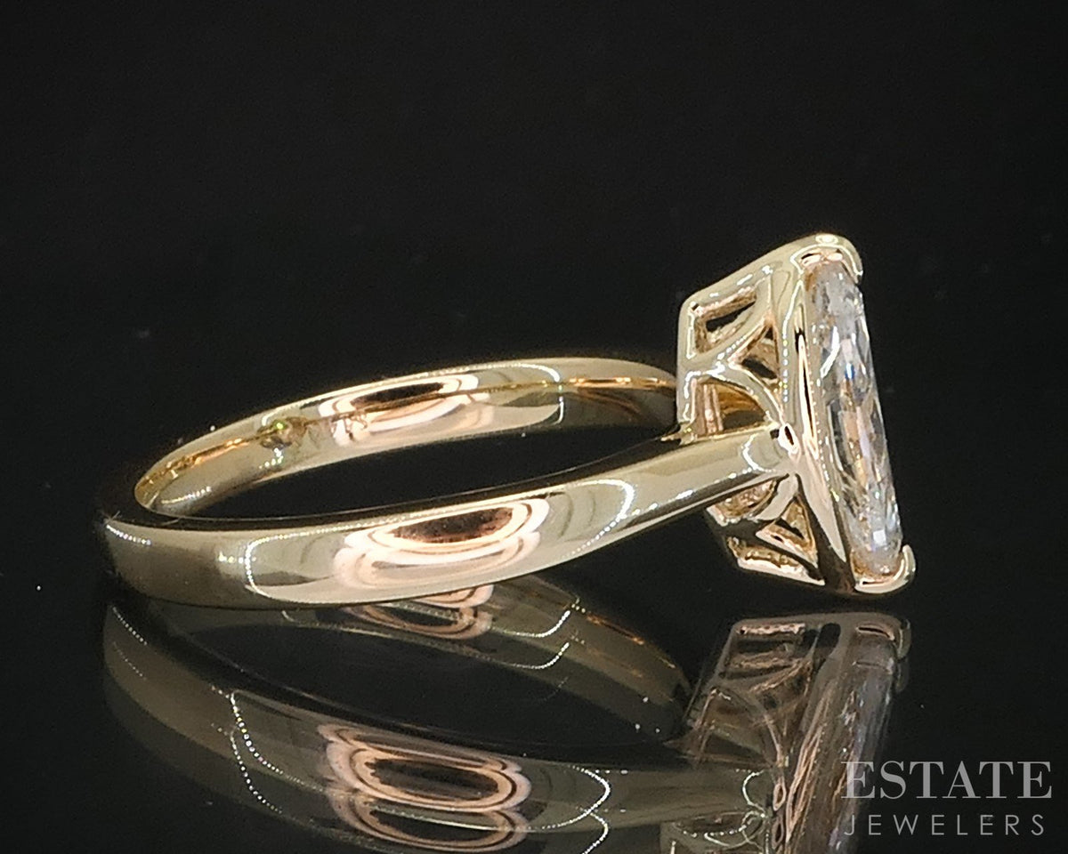 14k Yellow Gold Marquise Natural .82ct Diamond Solitaire Engagement Ring i19360