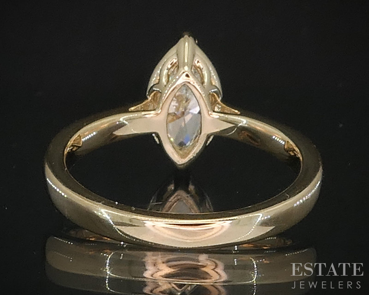 14k Yellow Gold Marquise Natural .82ct Diamond Solitaire Engagement Ring i19360