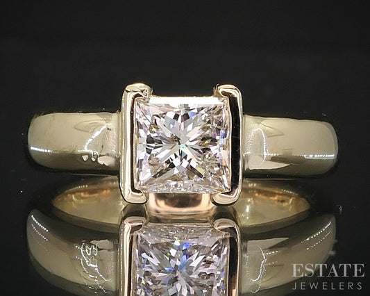 14k Yellow Gold Princess GIA Natural 1.15ct Diamond Solitaire Ring i19364