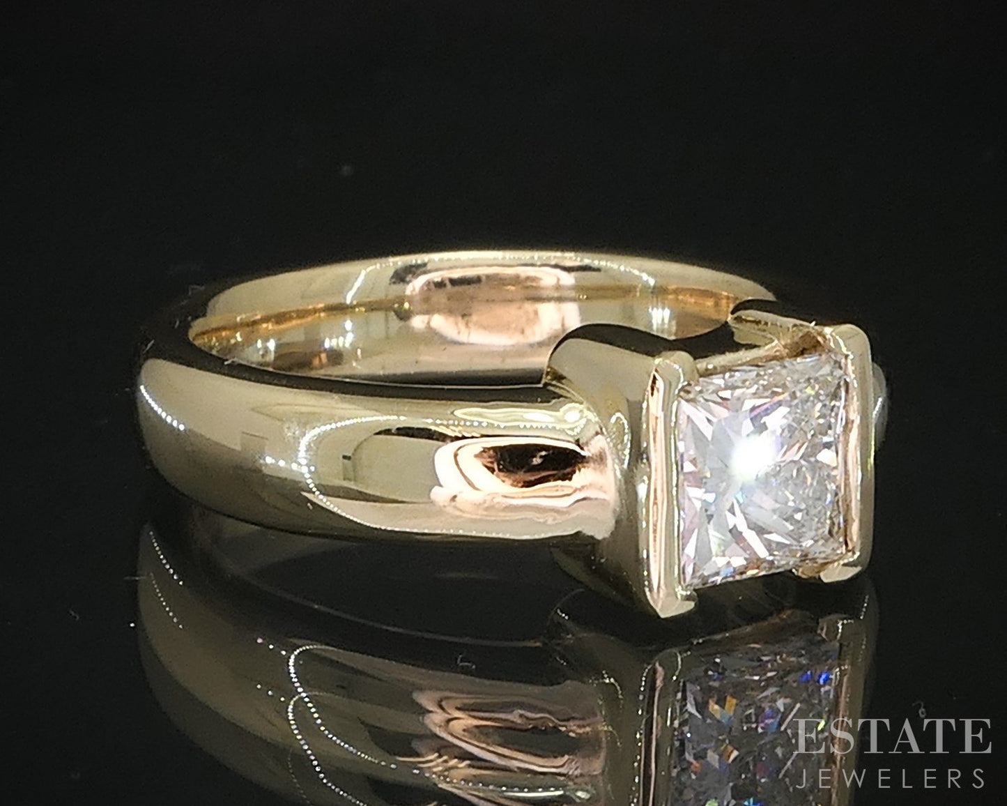 14k Yellow Gold Princess GIA Natural 1.15ct Diamond Solitaire Ring i19364