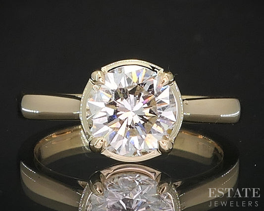 14k Yellow Gold Round GIA Natural 1.68ct Diamond Solitaire Ring i19363