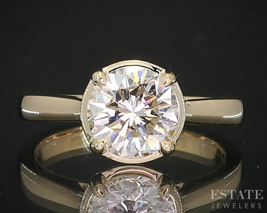 14k Yellow Gold Round GIA Natural 1.68ct Diamond Solitaire Ring i19363