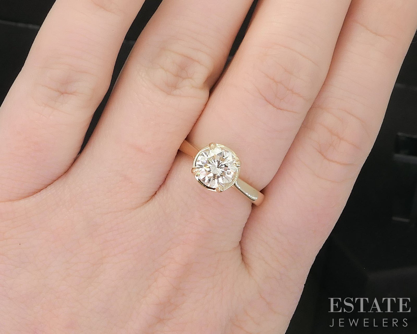 14k Yellow Gold Round GIA Natural 1.68ct Diamond Solitaire Ring i19363