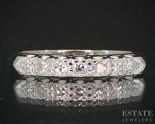 Antique 14k White Gold Natural .15ctw Diamond Ladies Wedding Band 1.7g i19399b