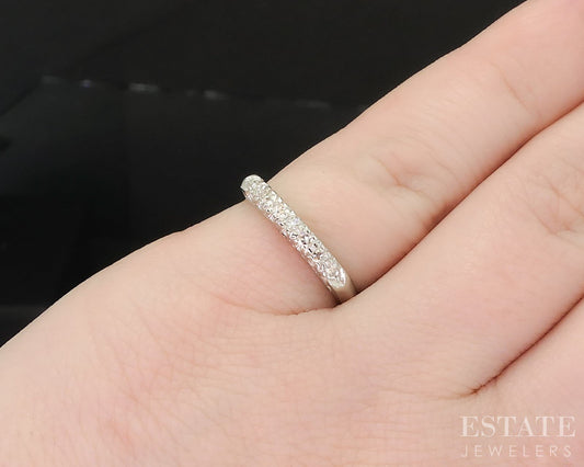 Antique 14k White Gold Natural .15ctw Diamond Ladies Wedding Band 1.7g i19399b