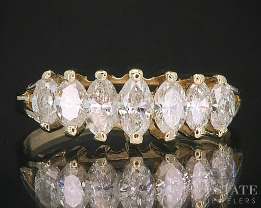 14k Yellow Gold Marquise Natural .60ctw Diamond Ladies Band Ring 2.4g i19397b