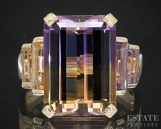 10k Yellow Gold Natural Ametrine Amethyst & Citrine Ladies Ring 5.8g i19400b