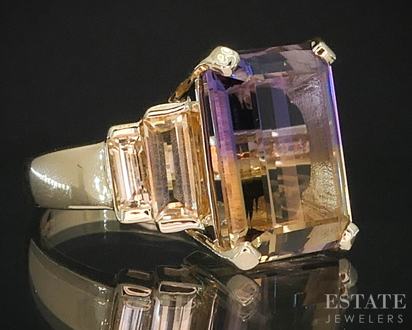 10k Yellow Gold Natural Ametrine Amethyst & Citrine Ladies Ring 5.8g i19400b