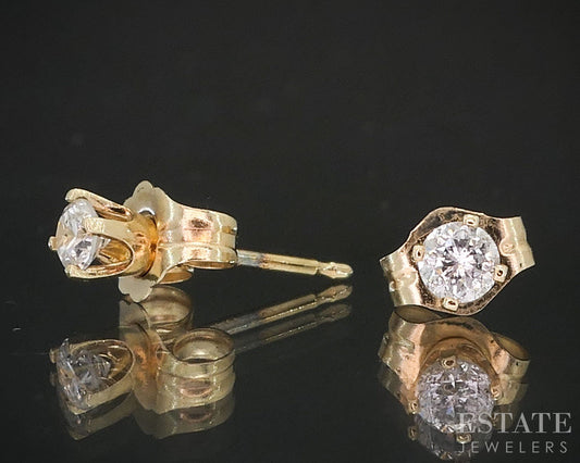 14k Yellow Gold Round Natural .20ctw Diamond Stud Earrings i19389b