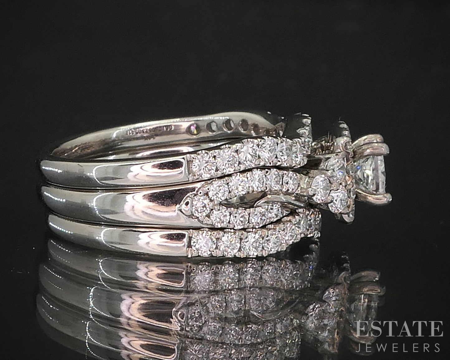 14k White Gold Princess LEO Natural 1.82ctw Diamond Wedding Set 9.8g i19415