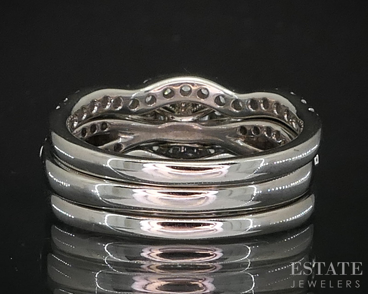 14k White Gold Princess LEO Natural 1.82ctw Diamond Wedding Set 9.8g i19415