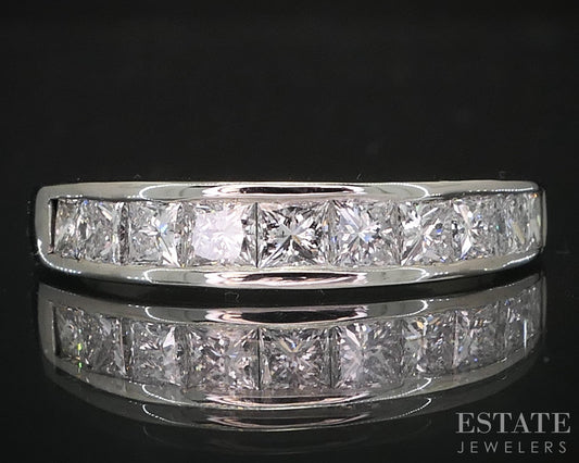14k White Gold Princess Natural .75ctw Diamond Ladies Wedding Band 3.2g i19414