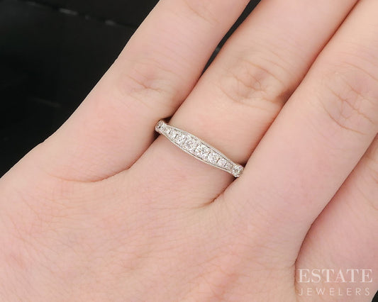 14k White Gold Round Natural .25ctw Diamond Ladies Wedding Band 2.4g i19411