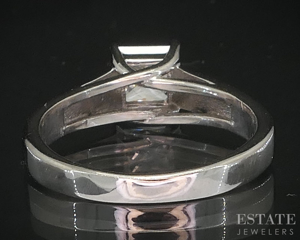 14k White Gold Tolkowsky Princess Natural .96ct Diamond Solitaire Ring 4g i19410