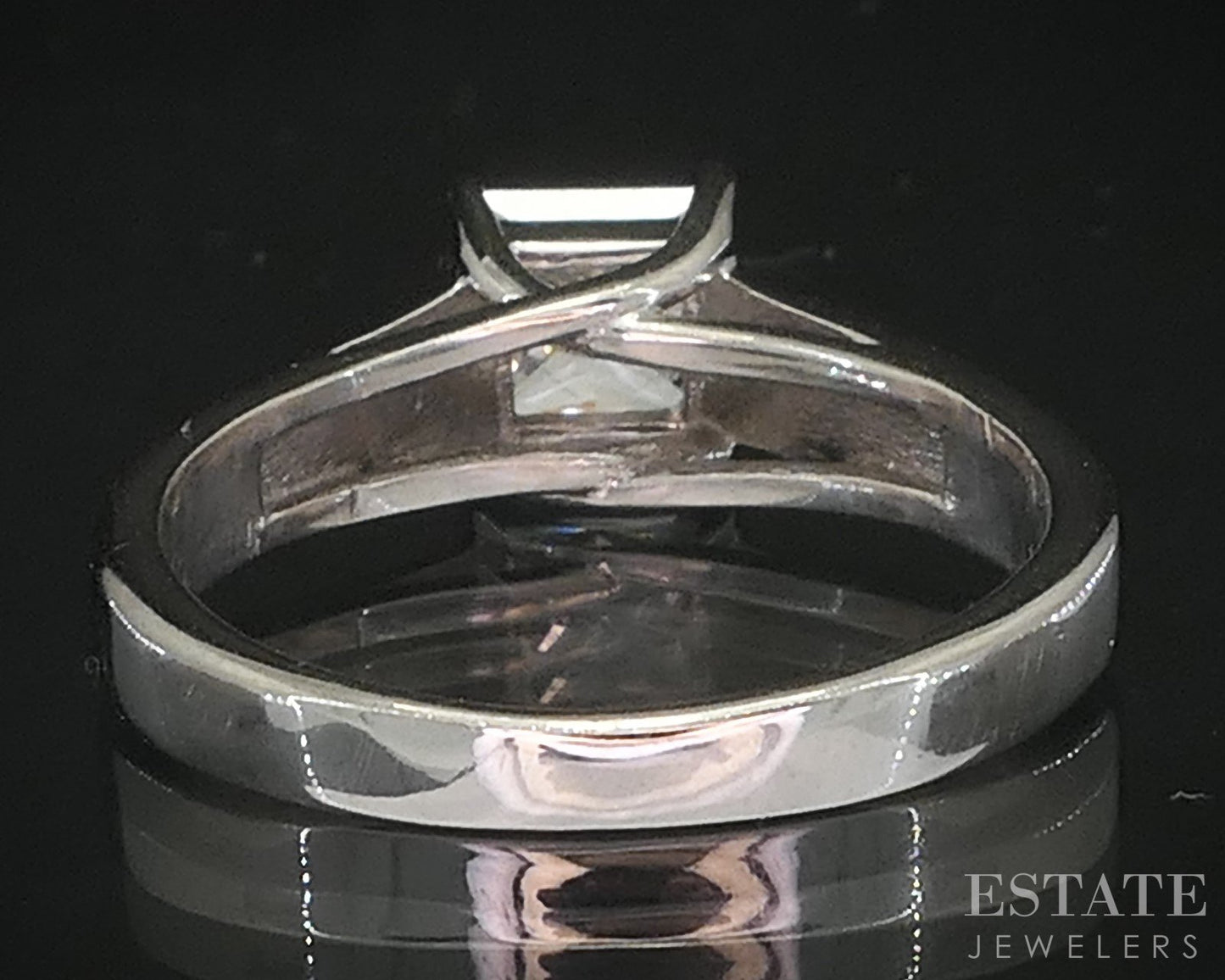 14k White Gold Tolkowsky Princess Natural .96ct Diamond Solitaire Ring 4g i19410