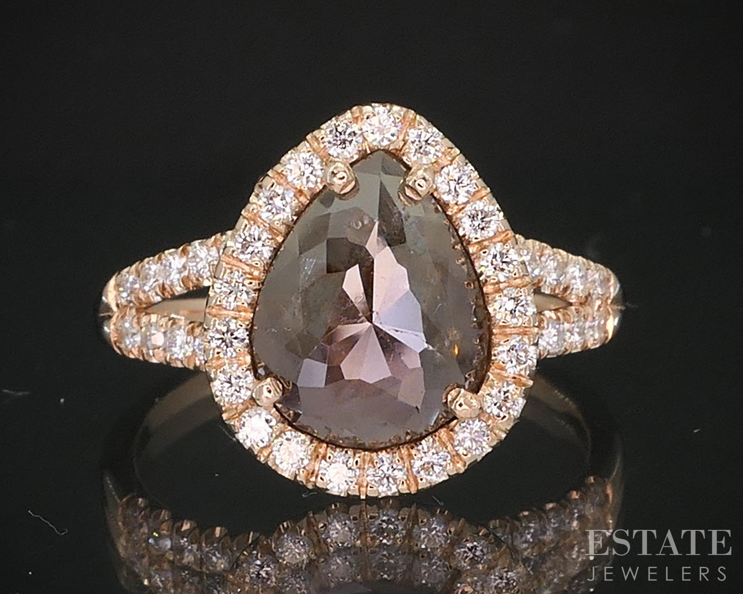 14k Rose Gold Raw Cut Natural 1.00ct Diamond Halo Engagement Ring 3.1g i19408