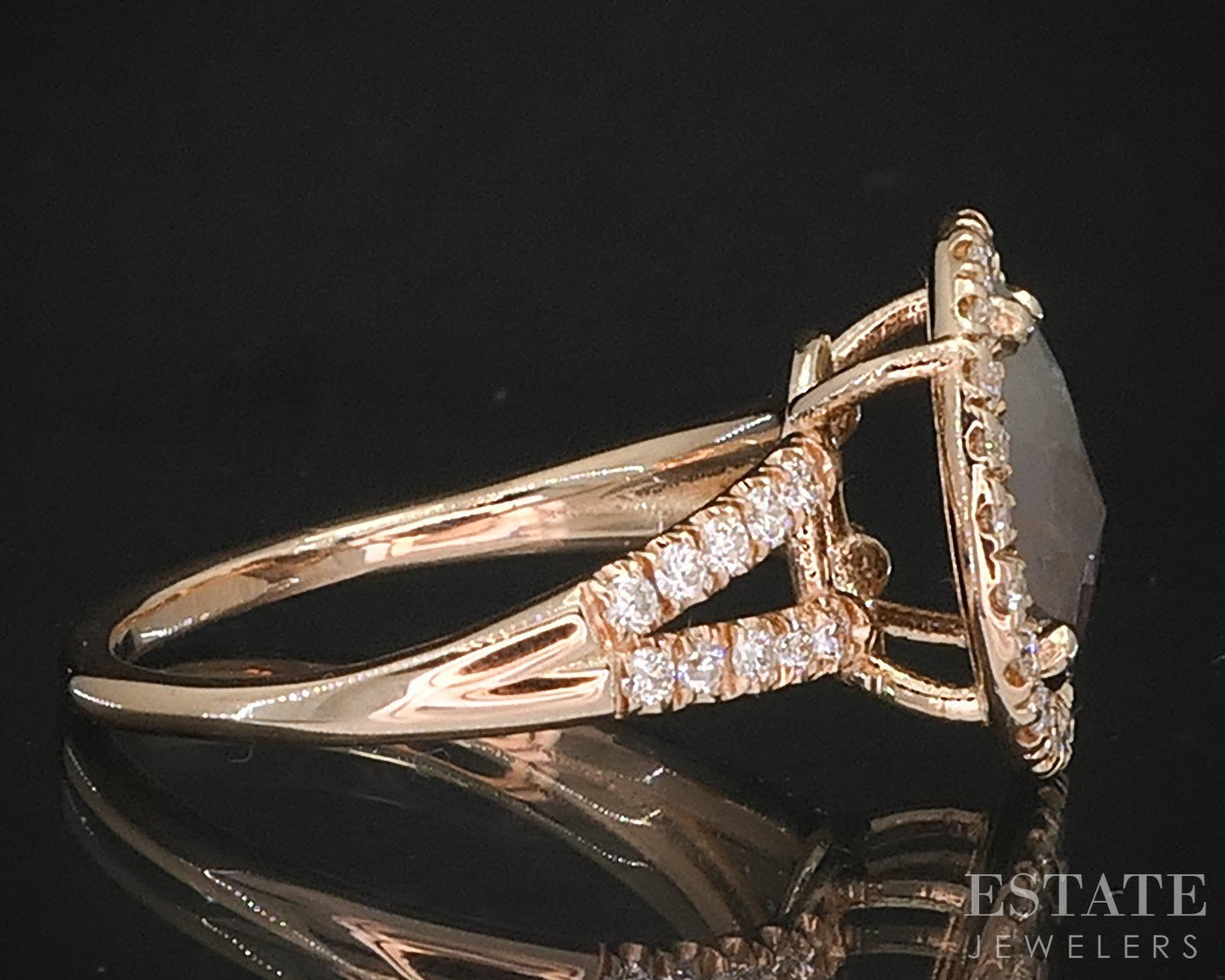 14k Rose Gold Raw Cut Natural 1.00ct Diamond Halo Engagement Ring 3.1g i19408