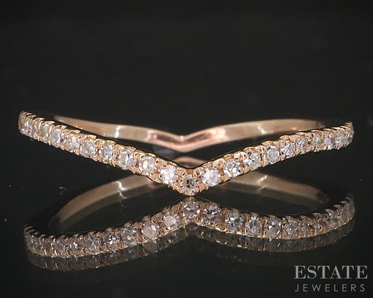 14k Rose Gold Natural .10ctw Diamond Ladies V-Wedding Band 1.1g i19407