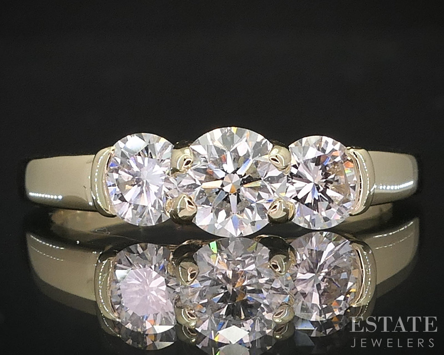 14k Yellow Gold Natural .82ctw Diamond Three Stone Engagement Ring 3.3g i19412