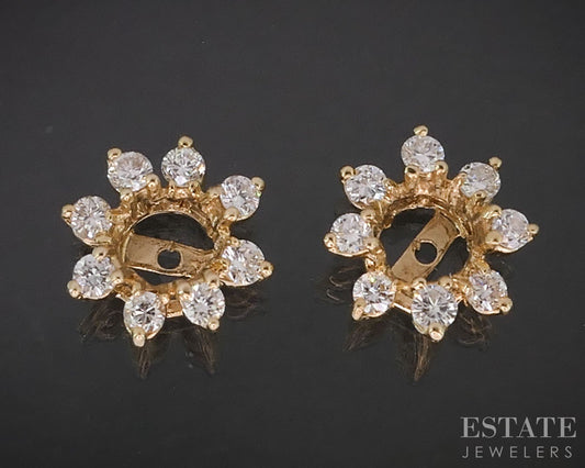 14k Yellow Gold Round Natural .48ctw Diamond Stud Earring Enhancers i19405