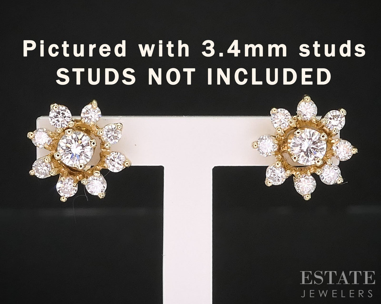 14k Yellow Gold Round Natural .48ctw Diamond Stud Earring Enhancers i19405