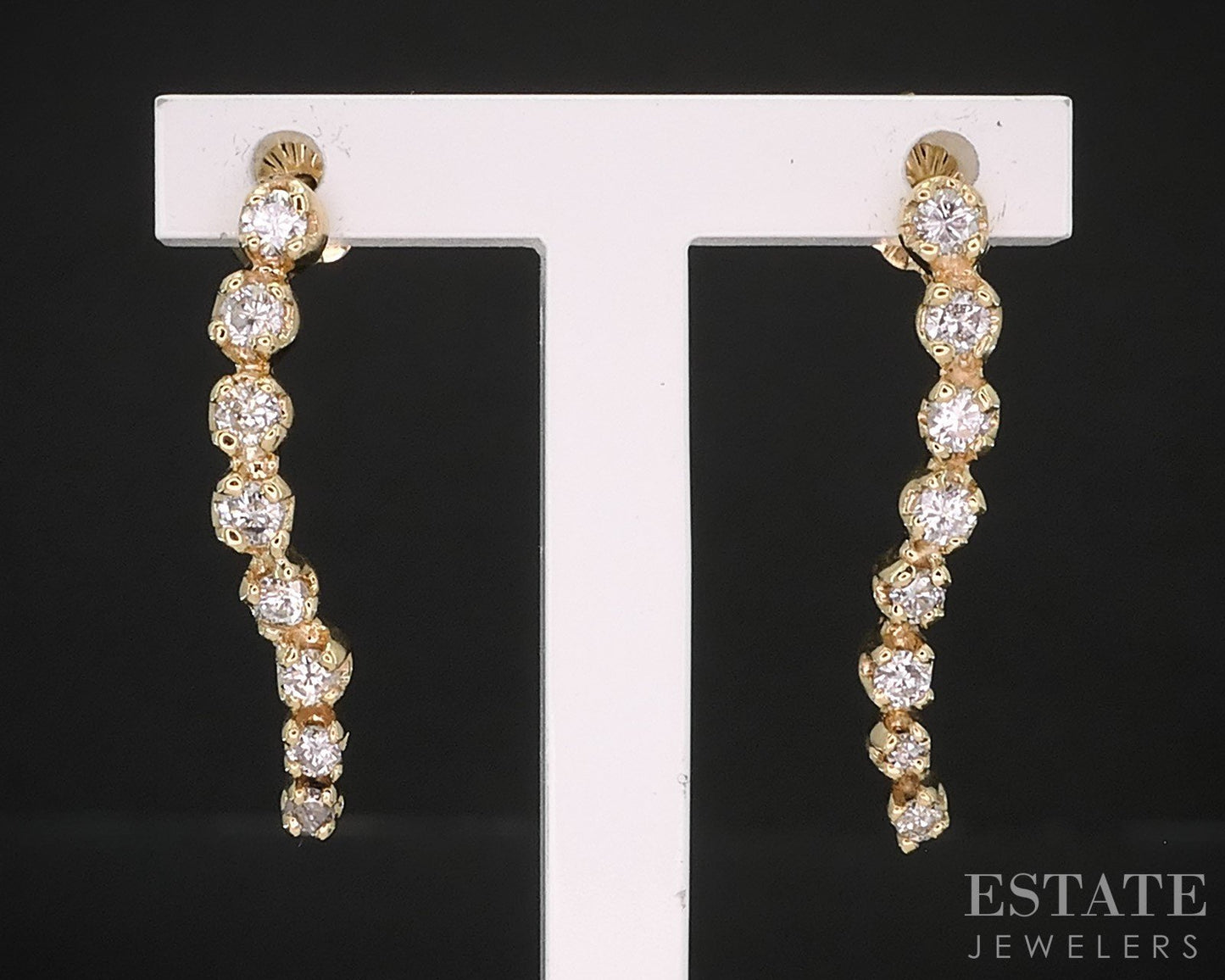 14k Yellow Gold Natural .33ctw Diamond Waterfall Drop Earrings 2g i19464b