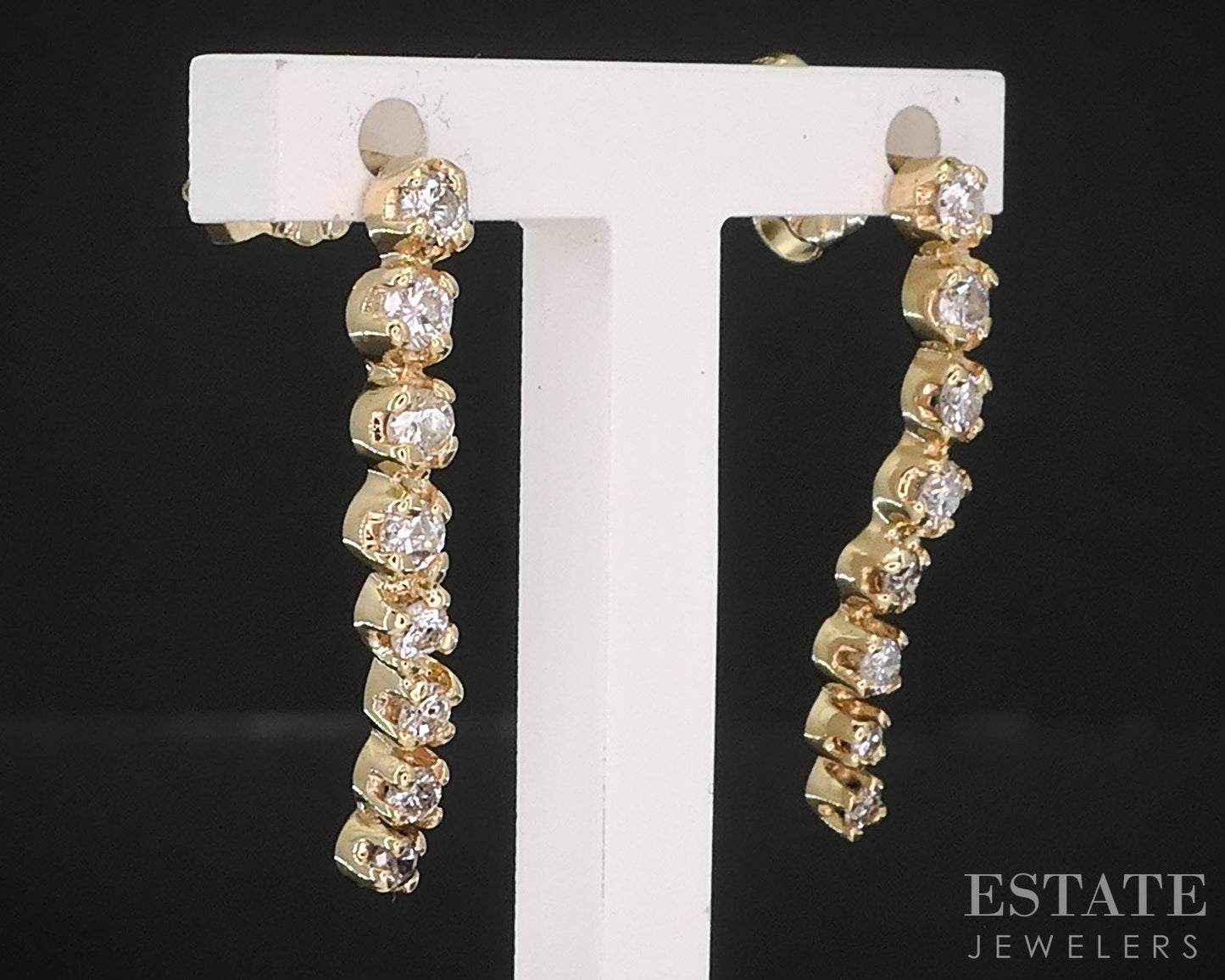 14k Yellow Gold Natural .33ctw Diamond Waterfall Drop Earrings 2g i19464b