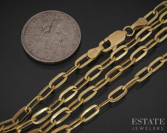 10k Yellow Gold 3mm Paperclip Chain Link Ladies Necklace 2.7g 16"L i19456b