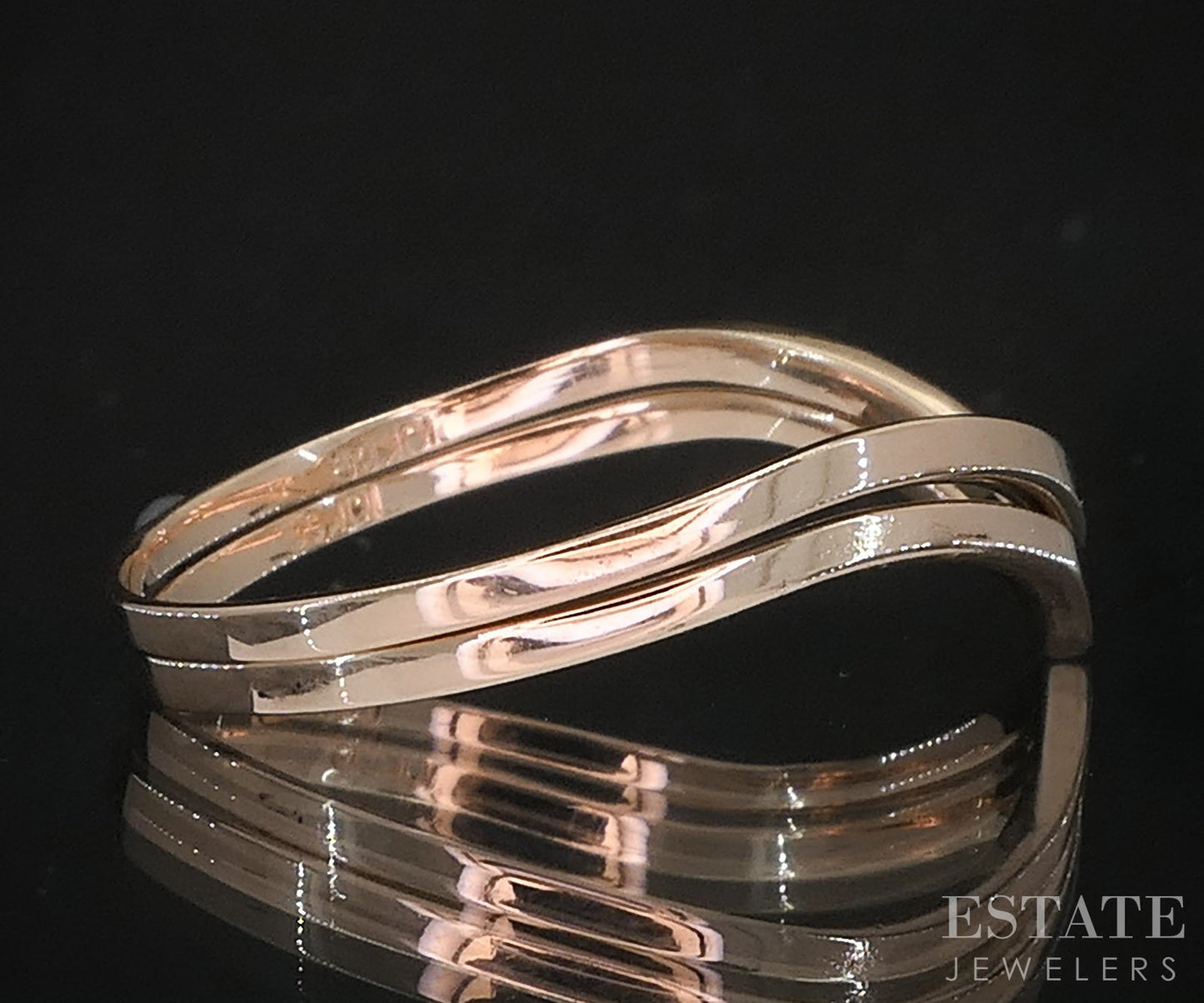 10k Rose Gold Smooth Stacked Ladies V-Band Set of Two 2.2g i19450b