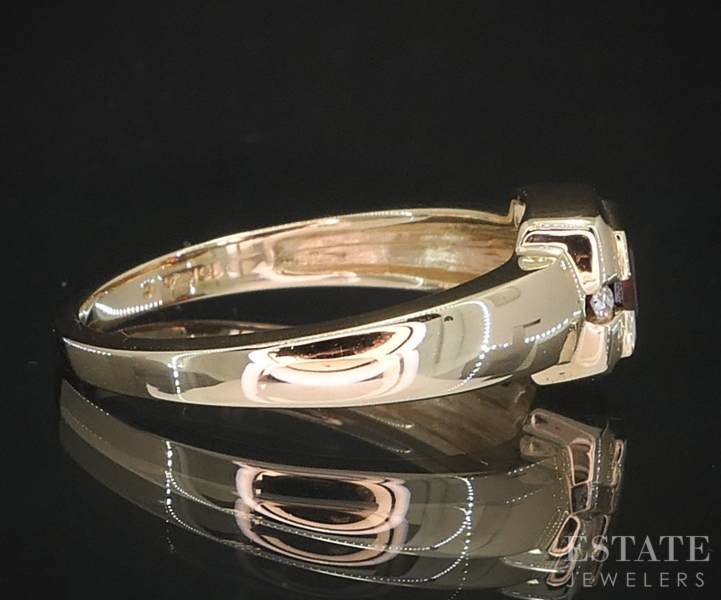 10k Yellow Gold Princess Cut Natural Garnet & Diamond Ladies Ring 2.8g i19439b