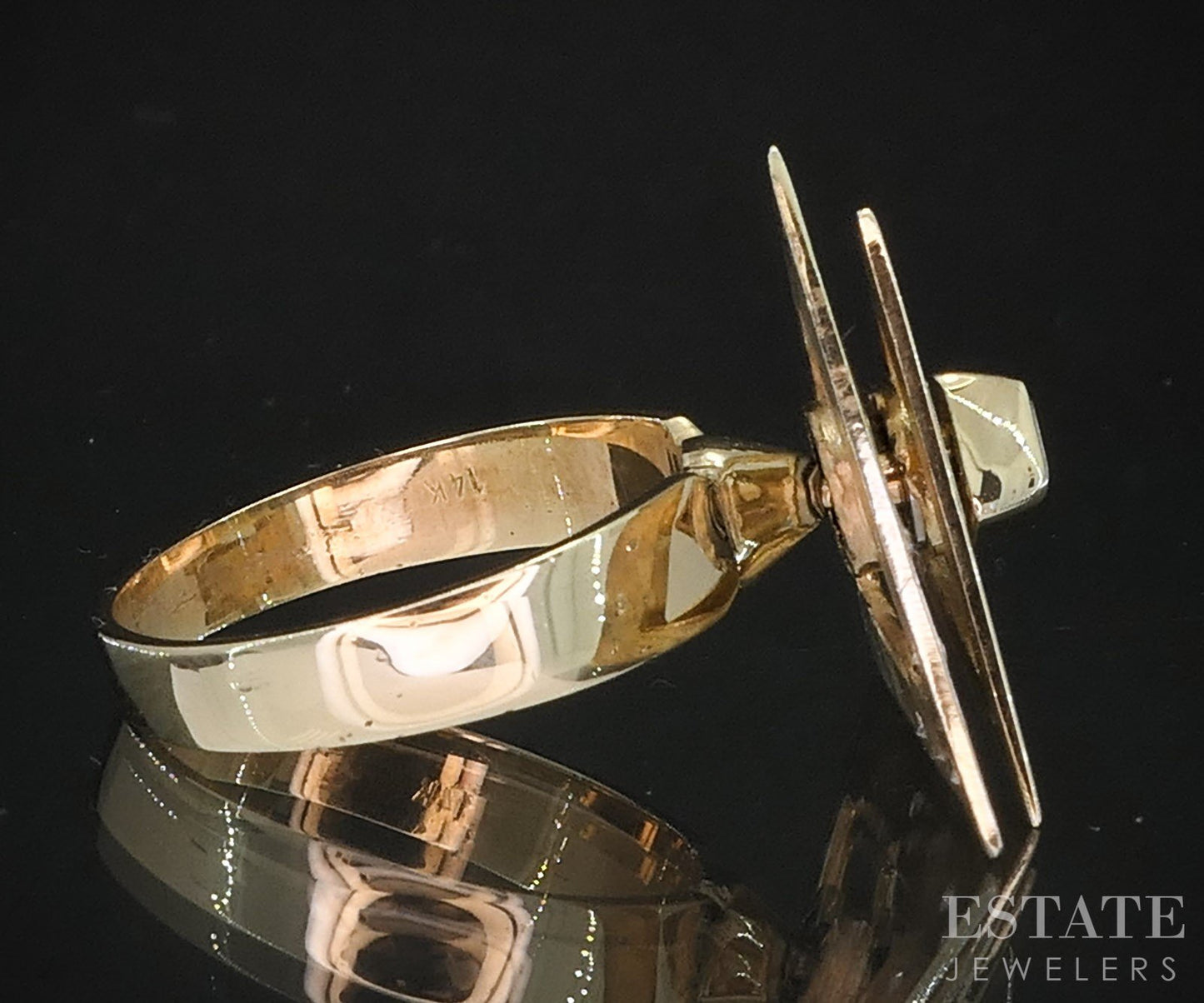 Vintage 14k Yellow Gold Natural Diamond Ladies Spinner Ring 5.0g i19429b