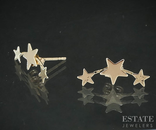 14k Yellow Gold Celestial Shooting Star Ladies Stud Earrings 0.5g i19448b