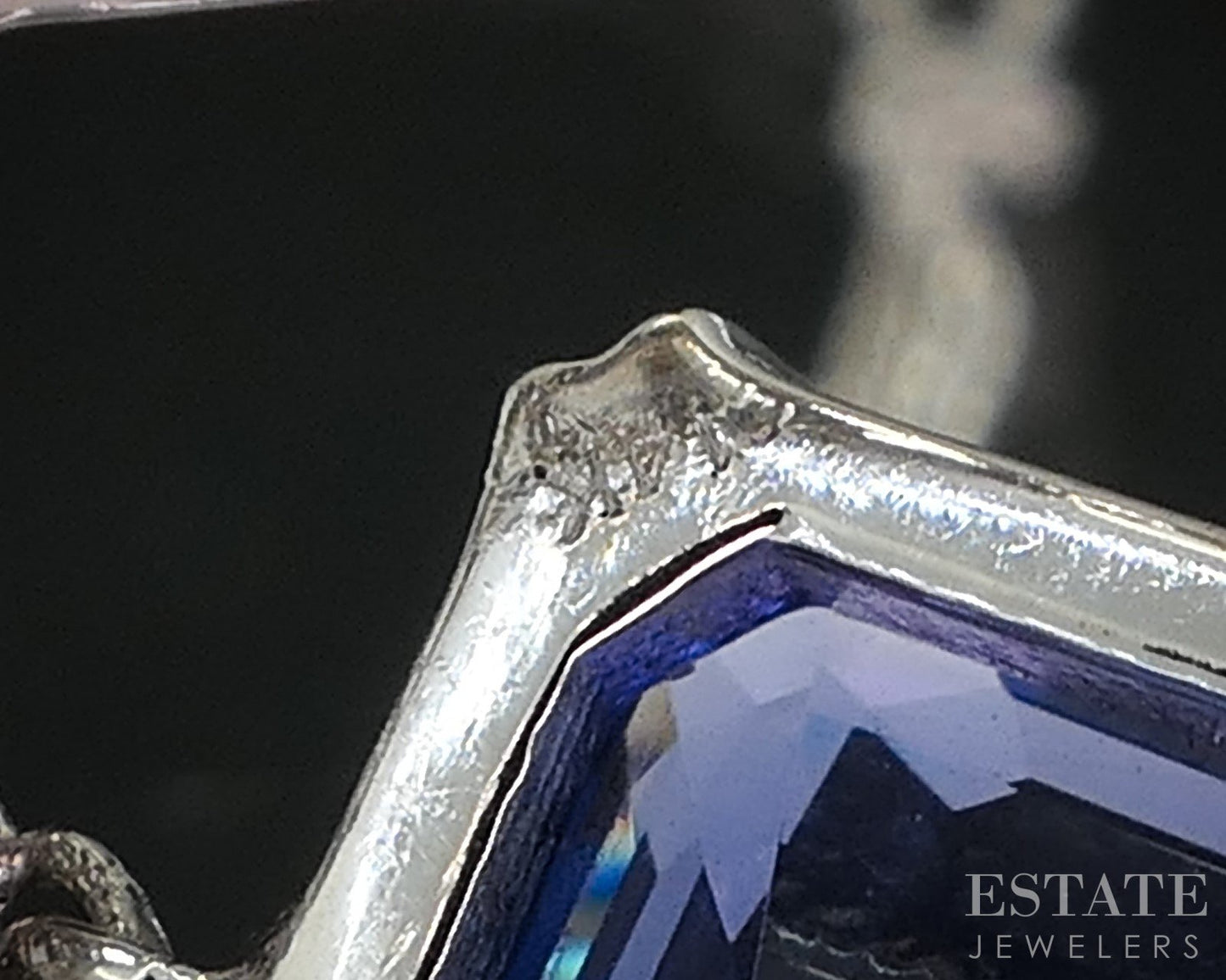 14k White Gold Natural 5ct Tanzanite & Diamond Necklace 5.9g 18"L i19507