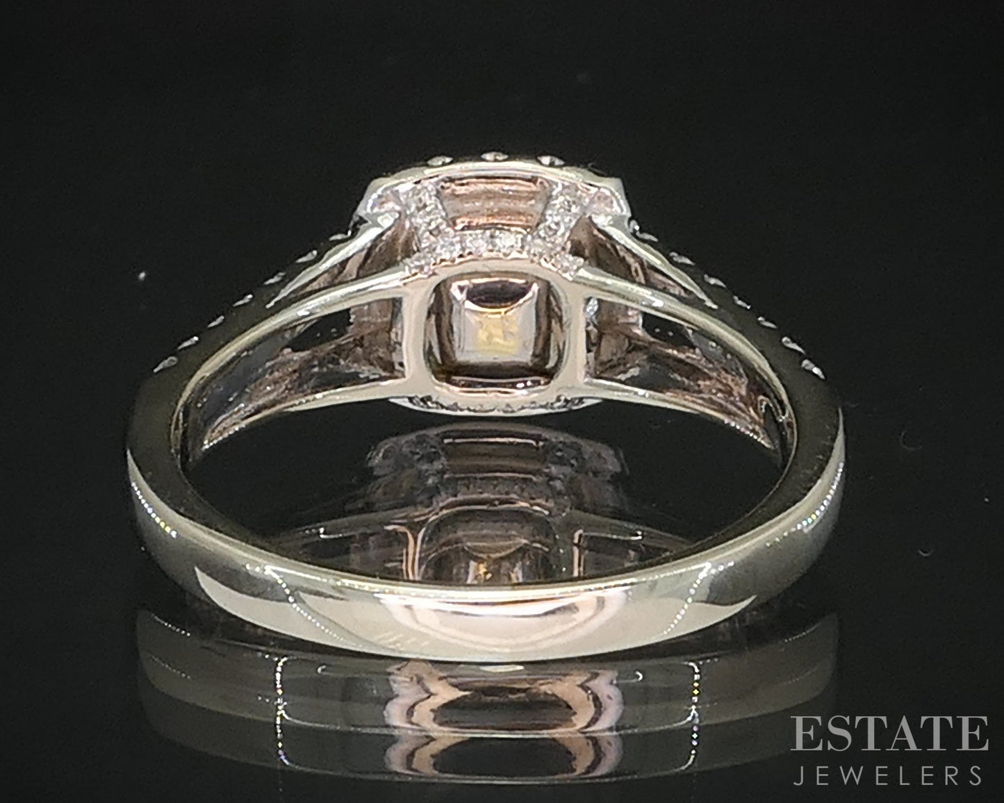 18k White Gold Cushion Natural 1.39ctw Yellow Diamond Engagement Ring 4g i19421