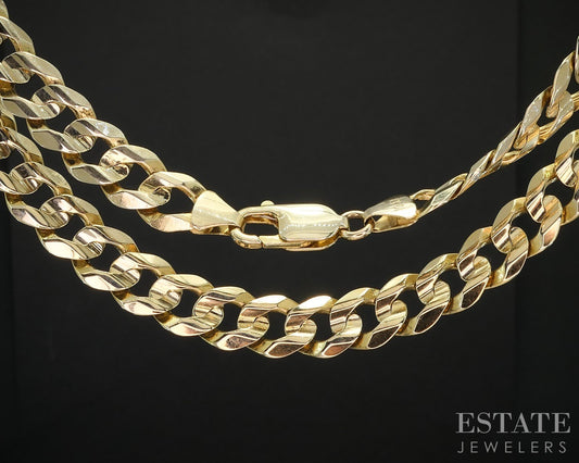 10k Yellow Gold 8.9mm Flat Curb Chain Link Mens Necklace 43.5g 22.5"L i19420