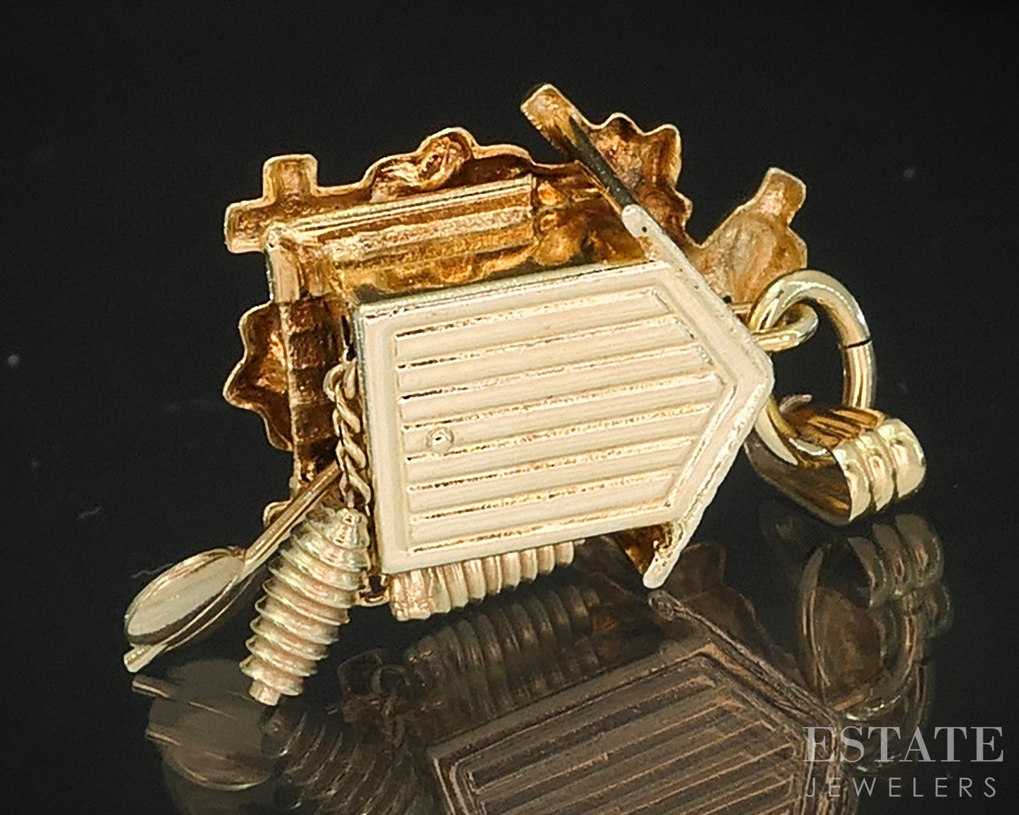 14k Yellow Gold Articulated Movable Cuckoo Clock Charm 2.2g i19478