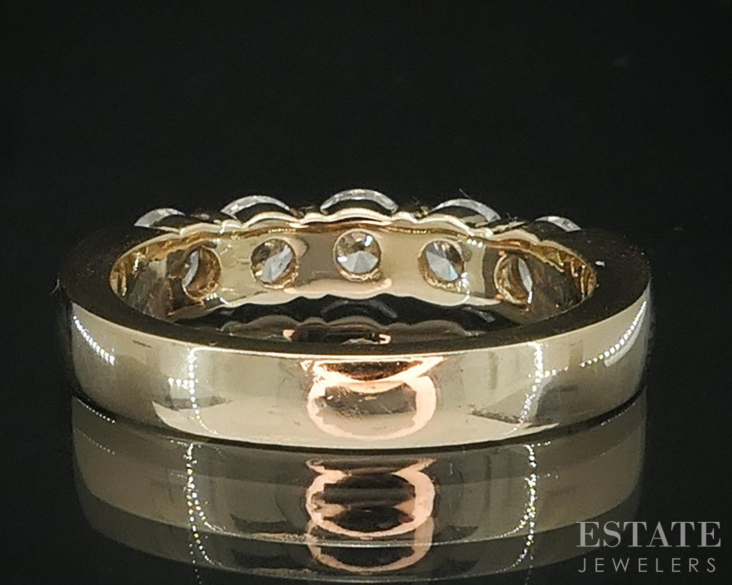 14k Yellow Gold Natural .90ctw Diamond 5-Stone Ladies Wedding Band 4.7g i19532