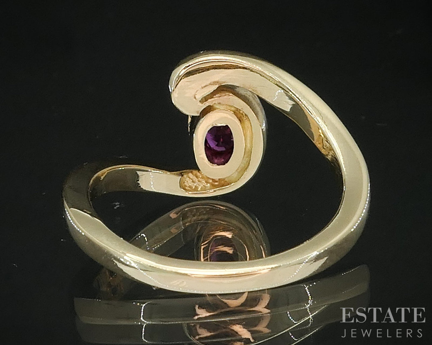 14k Yellow Gold Oval Natural Ruby Bypass Solitaire Ladies Ring 5.2g i19528