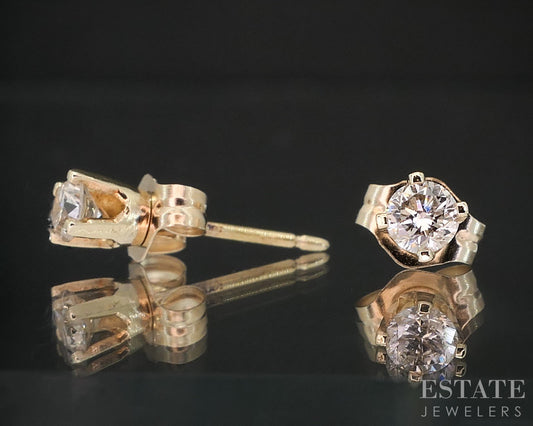 14k Yellow Gold Round Natural .18ctw Diamond Stud Earrings i19520