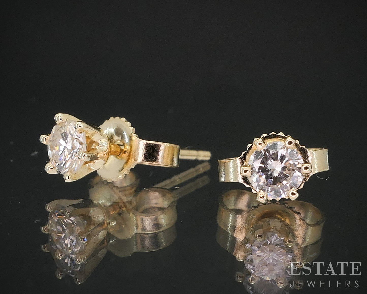 14k Yellow Gold Round Natural .24ctw Diamond Stud Earrings i19517