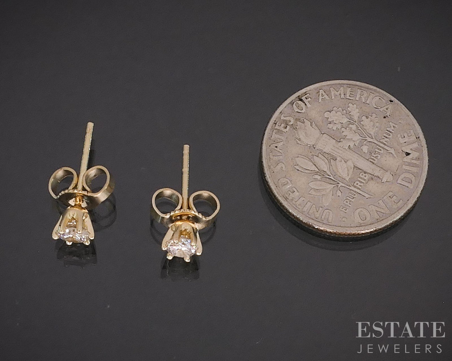 14k Yellow Gold Round Natural .24ctw Diamond Stud Earrings i19517