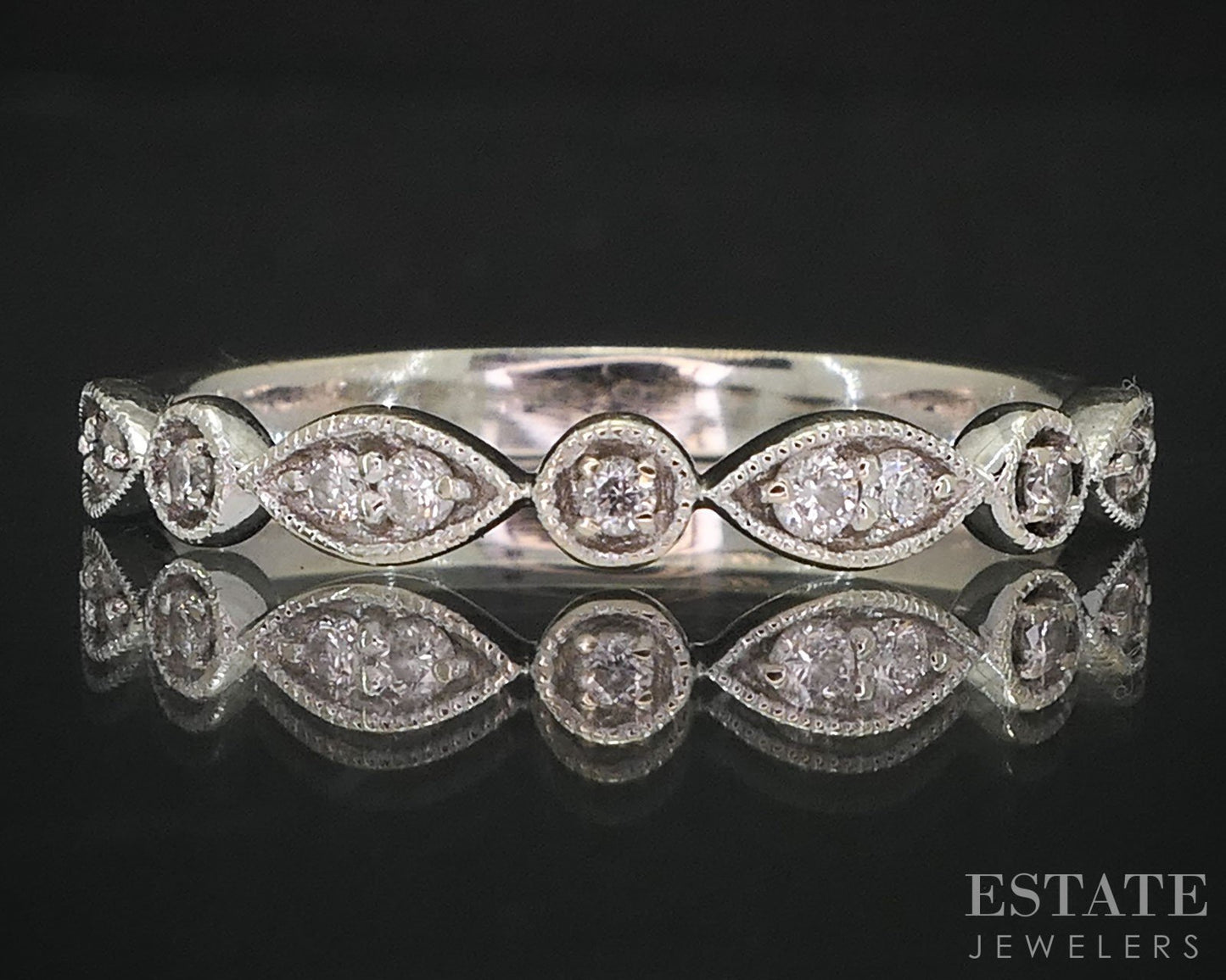 14k White Gold Natural .17ctw Diamond Ladies Wedding Band 2.0g i19551b