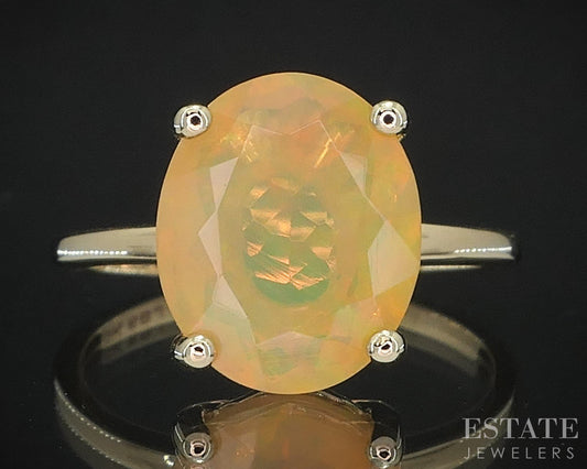 10k Yellow Gold Oval Natural Jelly Opal Solitaire Ladies Ring 3.1g i19554b