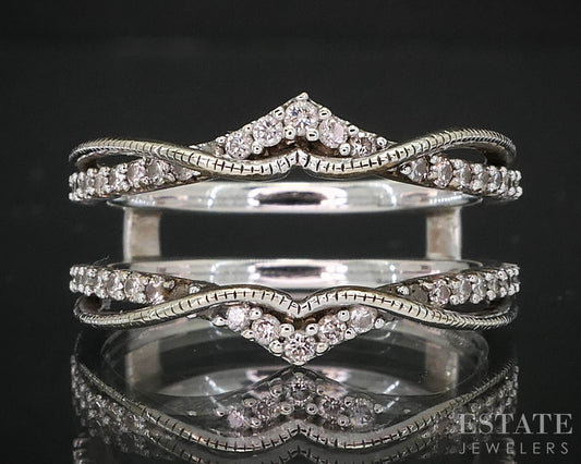 14k White Gold Natural .12ctw Diamond Ladies Wedding Jacket 4.2g i19538b