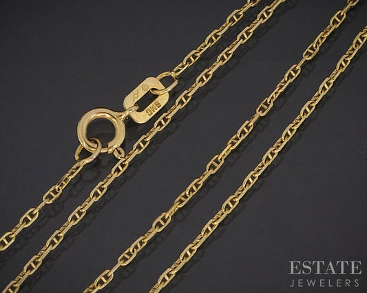 14k Yellow Gold 1mm Anchor Chain Link Ladies Necklace 1.2g 18"L i19563